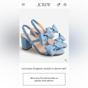 J. Crew Union Blue Lucie bow slingback sandals in denim twill
